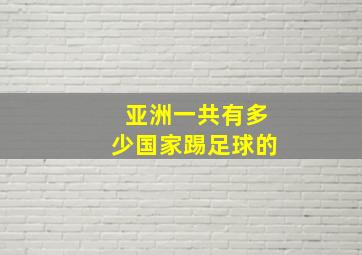 亚洲一共有多少国家踢足球的