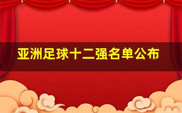 亚洲足球十二强名单公布