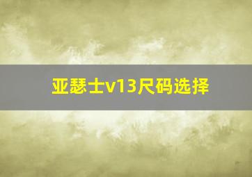 亚瑟士v13尺码选择