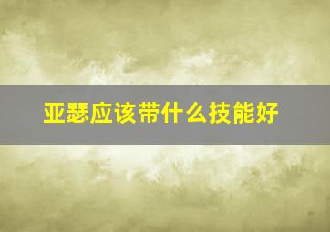 亚瑟应该带什么技能好