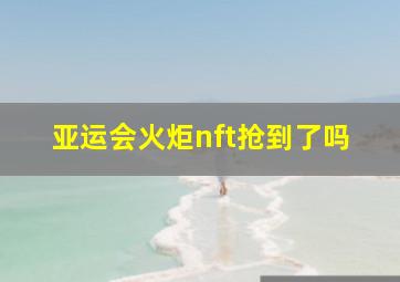 亚运会火炬nft抢到了吗