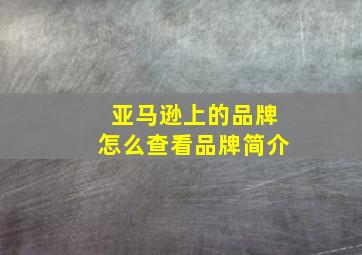 亚马逊上的品牌怎么查看品牌简介