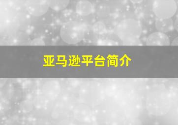 亚马逊平台简介