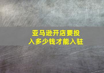 亚马逊开店要投入多少钱才能入驻