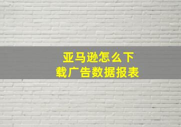 亚马逊怎么下载广告数据报表