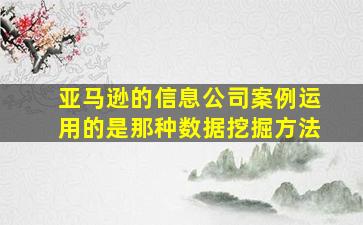 亚马逊的信息公司案例运用的是那种数据挖掘方法