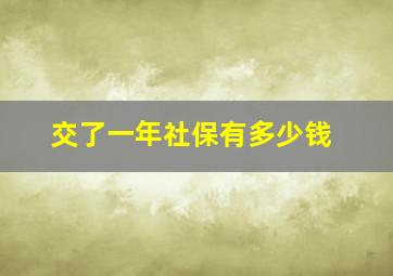 交了一年社保有多少钱