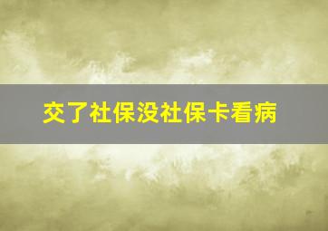 交了社保没社保卡看病