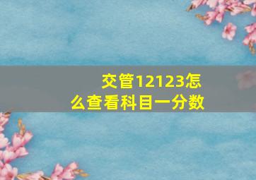 交管12123怎么查看科目一分数