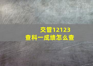 交管12123查科一成绩怎么查