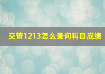 交管1213怎么查询科目成绩