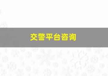 交警平台咨询