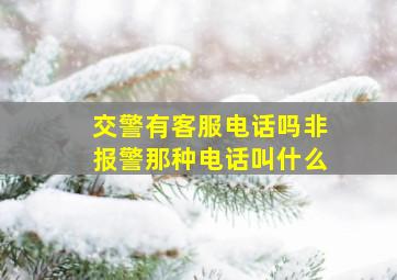 交警有客服电话吗非报警那种电话叫什么