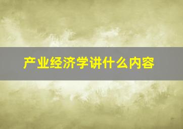 产业经济学讲什么内容