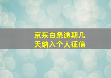 京东白条逾期几天纳入个人征信