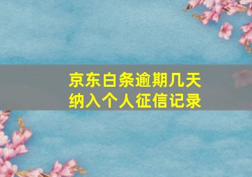 京东白条逾期几天纳入个人征信记录