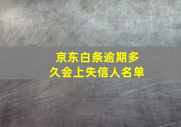 京东白条逾期多久会上失信人名单