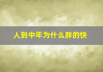 人到中年为什么胖的快