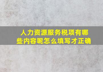 人力资源服务税项有哪些内容呢怎么填写才正确