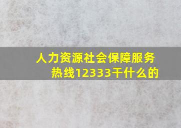 人力资源社会保障服务热线12333干什么的