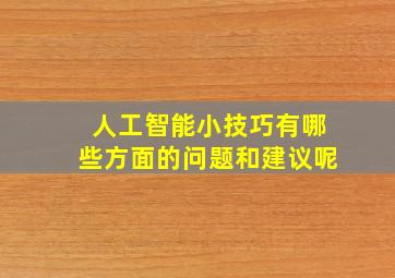 人工智能小技巧有哪些方面的问题和建议呢