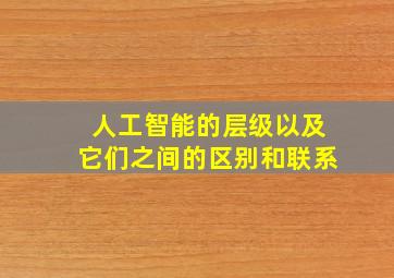 人工智能的层级以及它们之间的区别和联系