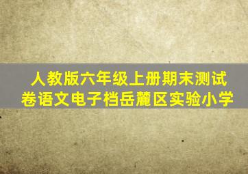 人教版六年级上册期末测试卷语文电子档岳麓区实验小学