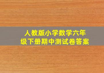 人教版小学数学六年级下册期中测试卷答案