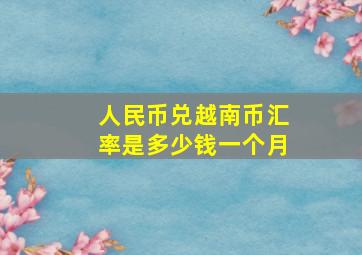 人民币兑越南币汇率是多少钱一个月