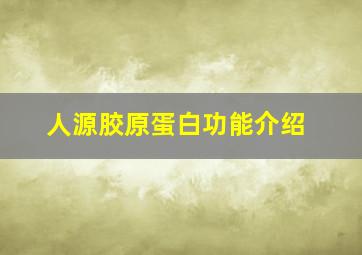 人源胶原蛋白功能介绍