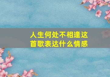 人生何处不相逢这首歌表达什么情感