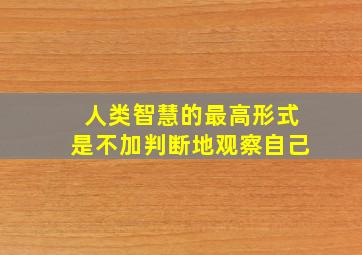 人类智慧的最高形式是不加判断地观察自己