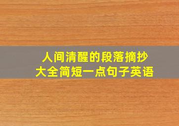 人间清醒的段落摘抄大全简短一点句子英语