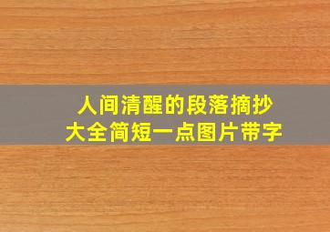 人间清醒的段落摘抄大全简短一点图片带字