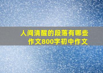 人间清醒的段落有哪些作文800字初中作文