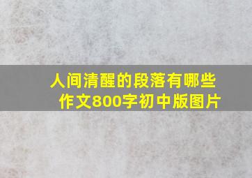 人间清醒的段落有哪些作文800字初中版图片