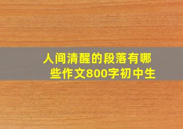 人间清醒的段落有哪些作文800字初中生