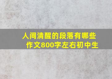 人间清醒的段落有哪些作文800字左右初中生