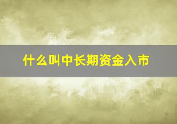 什么叫中长期资金入市