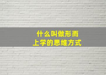 什么叫做形而上学的思维方式