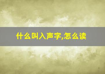 什么叫入声字,怎么读