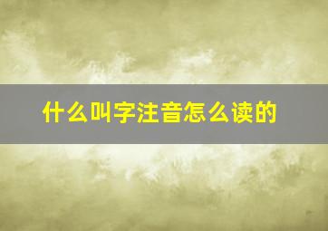 什么叫字注音怎么读的