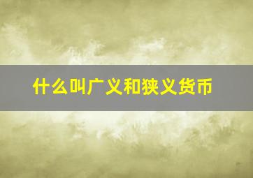 什么叫广义和狭义货币