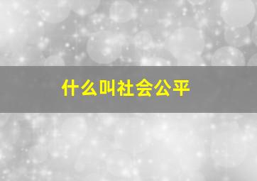 什么叫社会公平