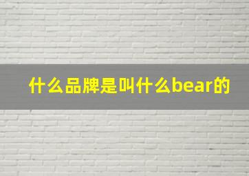 什么品牌是叫什么bear的