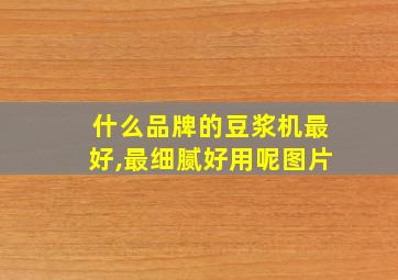 什么品牌的豆浆机最好,最细腻好用呢图片