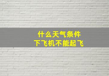 什么天气条件下飞机不能起飞