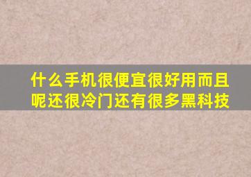 什么手机很便宜很好用而且呢还很冷门还有很多黑科技