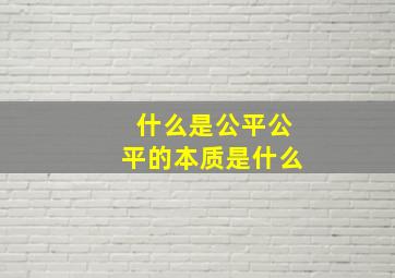 什么是公平公平的本质是什么