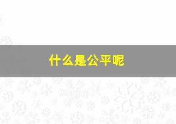 什么是公平呢